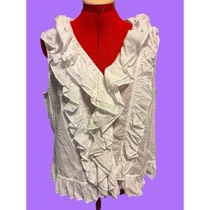 Lauren Ralph Lauren White Ruffle Blouse Size XL